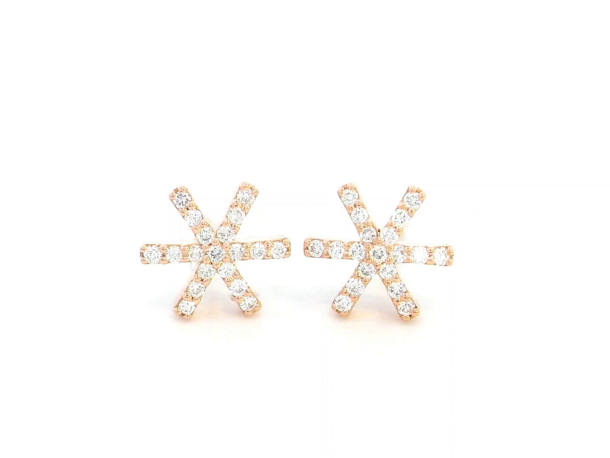 18K rose gold starburst stud earrings with 0.18ct pavé-set round brilliant diamonds