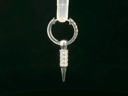 18K gold men’s single drop earring with spike-shaped pendant and pavé diamonds – 0.27ct total