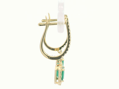 Luxury green emerald earrings with halo diamonds – drop design