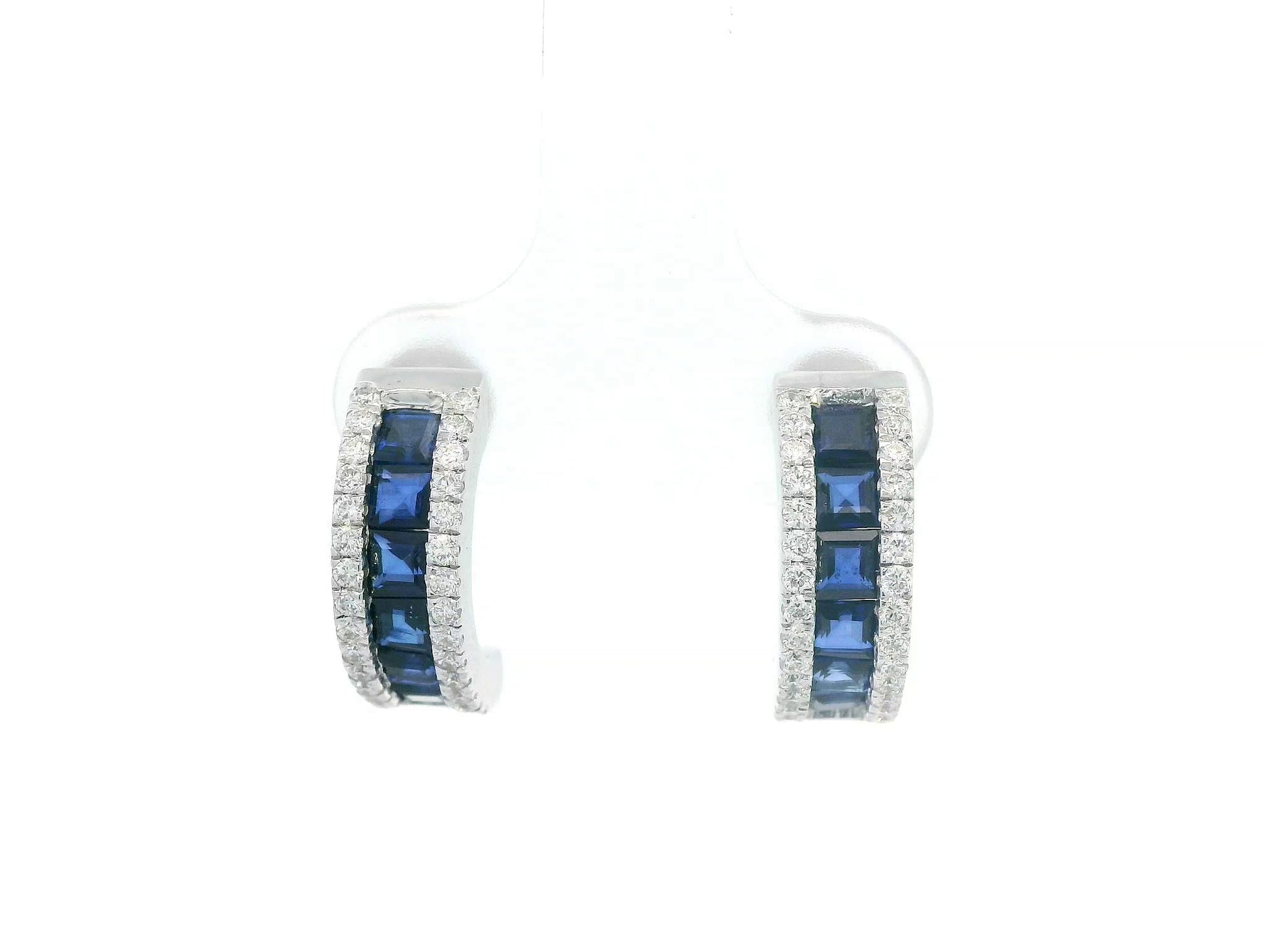 White gold half hoops with 1.70 ct sapphires and 0.44 ct diamonds