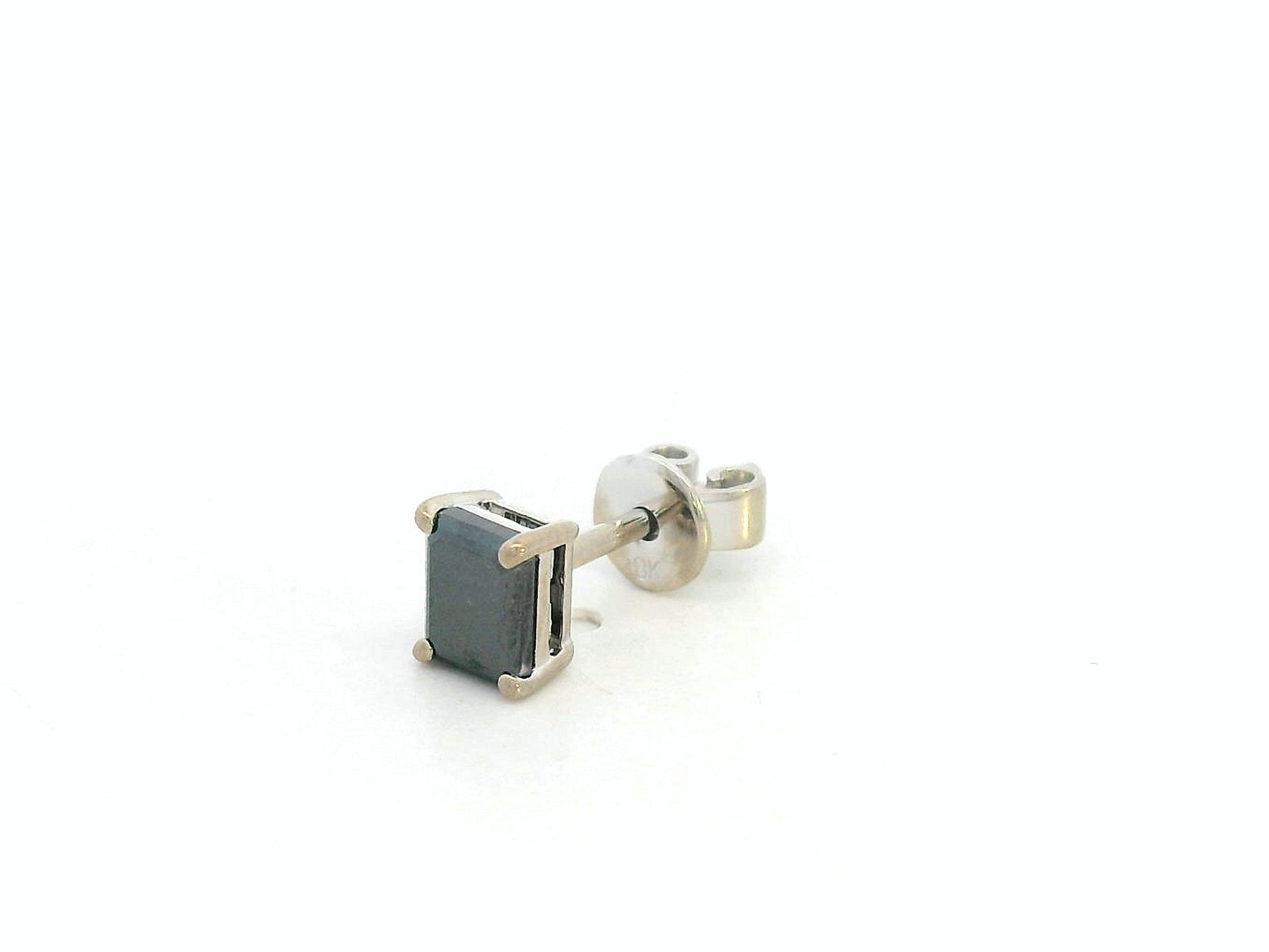 Single black diamond stud earring, sleek minimalist design