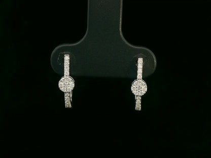 18K white gold diamond hoop earrings with pavé-set natural diamonds, elegant everyday fine jewelry by Emirates Diamonds.