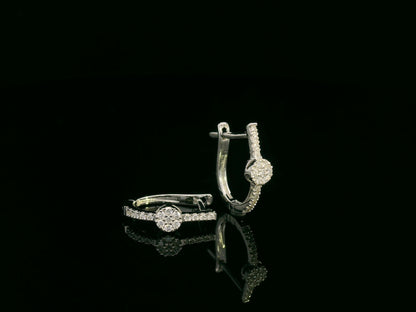18K white gold diamond hoop earrings with pavé-set natural diamonds, elegant everyday fine jewelry by Emirates Diamonds.