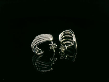 18K white gold multi-row pavé diamond hoop earrings, total 0.78ct