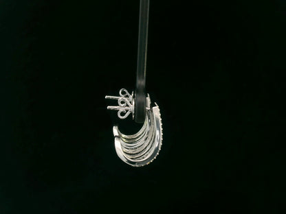 18K white gold multi-row pavé diamond hoop earrings, total 0.78ct