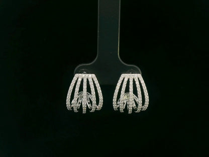 18K white gold multi-row pavé diamond hoop earrings, total 0.78ct