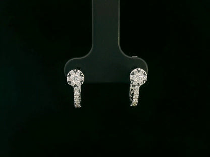 18K white gold diamond cluster hoop earrings with 0.33 carat pavé diamonds