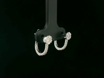 18K white gold diamond cluster hoop earrings with 0.33 carat pavé diamonds