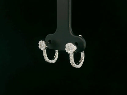 18K white gold diamond cluster hoop earrings with 0.33 carat pavé diamonds