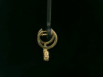 18K yellow gold hoop earrings with pavé-set diamonds and floral diamond drops, total 0.91 carat