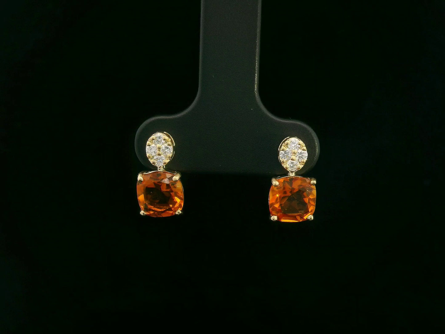 Citrine and diamond drop earrings in 18K yellow gold by Emirates Diamonds