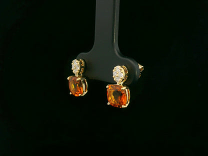 Citrine and diamond drop earrings in 18K yellow gold by Emirates Diamonds