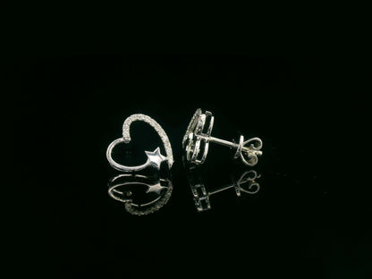 Diamond heart and star earrings in 18K white gold by Emirates Diamonds