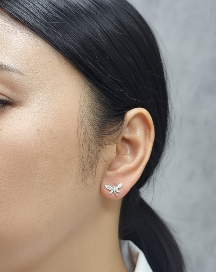 Butterfly diamond earrings in 18K yellow gold with 0.21 carat total diamonds – Emirates Diamonds