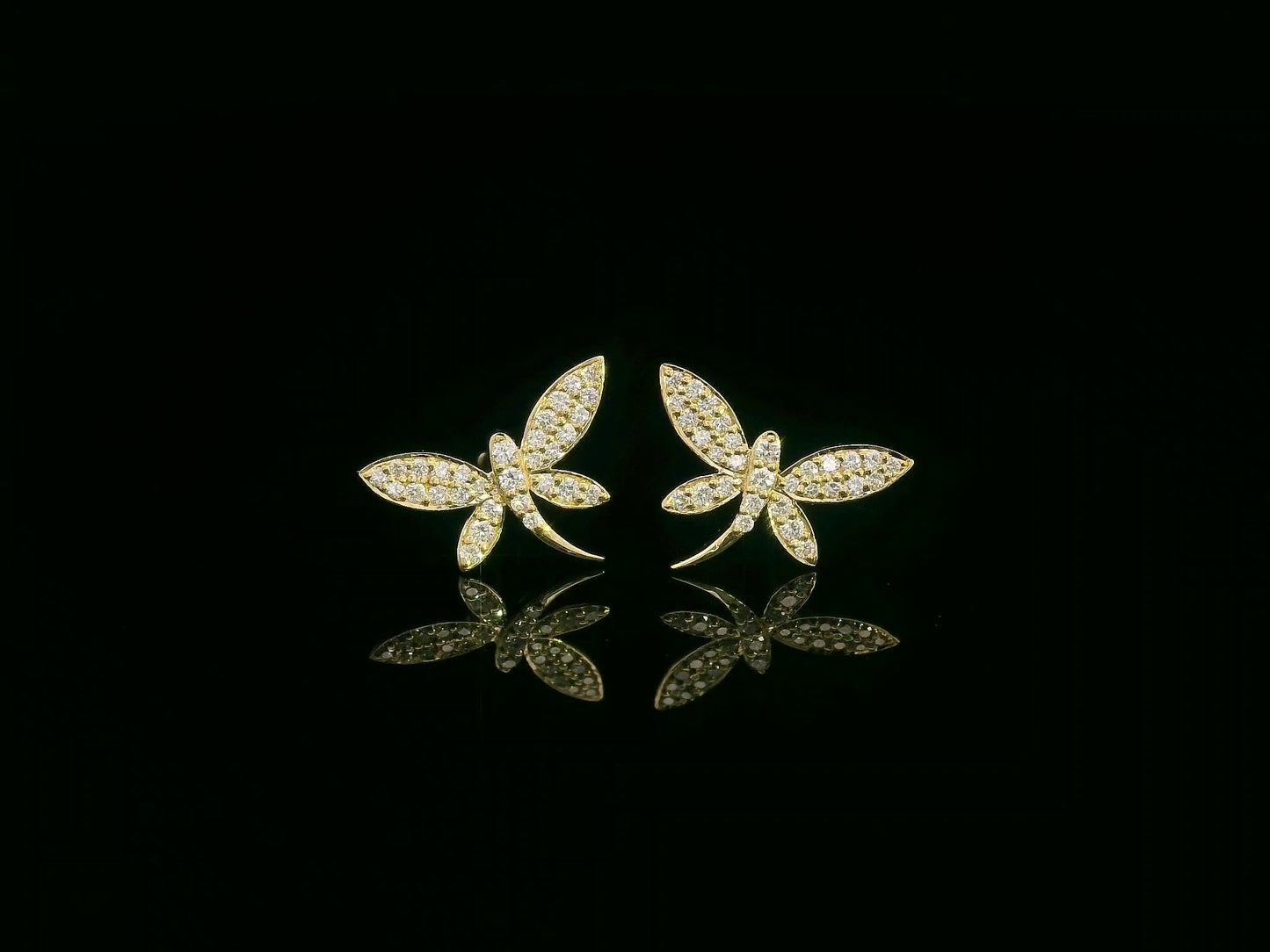 Butterfly diamond earrings in 18K yellow gold with 0.21 carat total diamonds – Emirates Diamonds