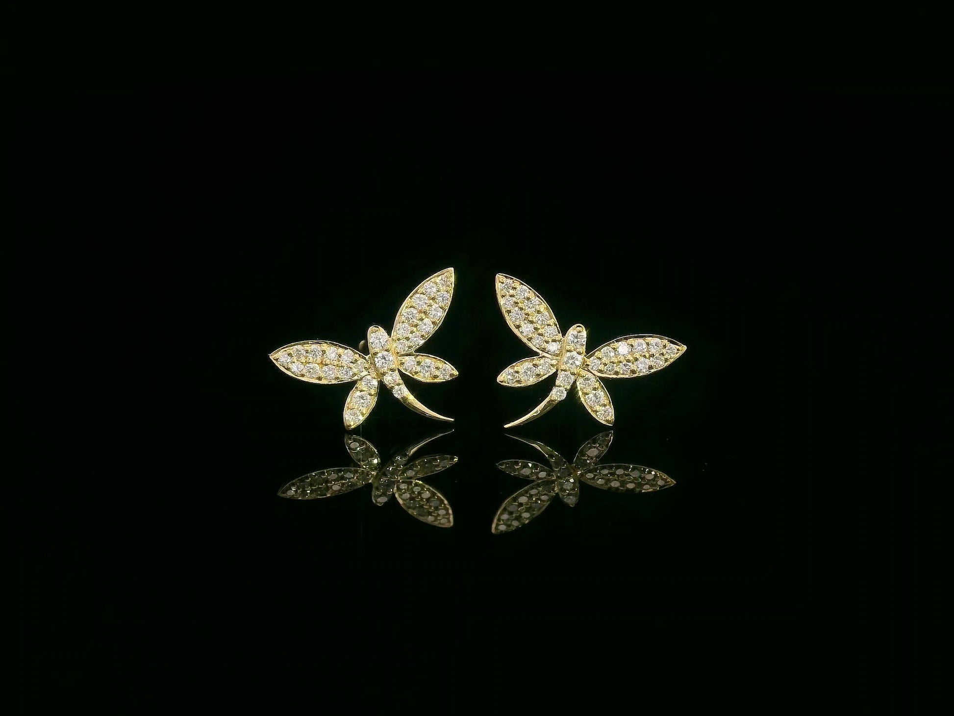 Butterfly diamond earrings in 18K yellow gold with 0.21 carat total diamonds – Emirates Diamonds