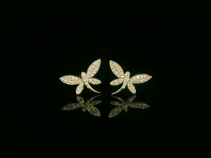 Butterfly diamond earrings in 18K yellow gold with 0.21 carat total diamonds – Emirates Diamonds