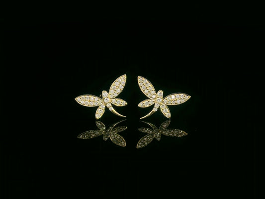 Butterfly diamond earrings in 18K yellow gold with 0.21 carat total diamonds – Emirates Diamonds