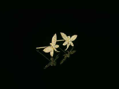 Butterfly diamond earrings in 18K yellow gold with 0.21 carat total diamonds – Emirates Diamonds