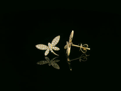 Butterfly diamond earrings in 18K yellow gold with 0.21 carat total diamonds – Emirates Diamonds