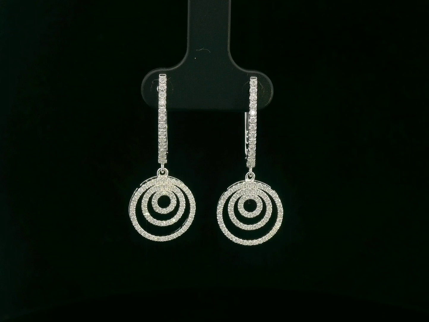 18K white gold diamond spiral drop earrings – 0.73ct pavé-set diamonds, modern fine jewelry by Emirates Diamonds