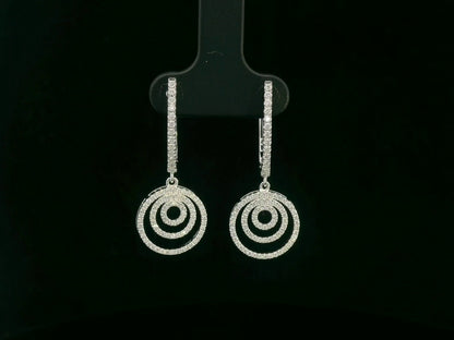 18K white gold diamond spiral drop earrings – 0.73ct pavé-set diamonds, modern fine jewelry by Emirates Diamonds