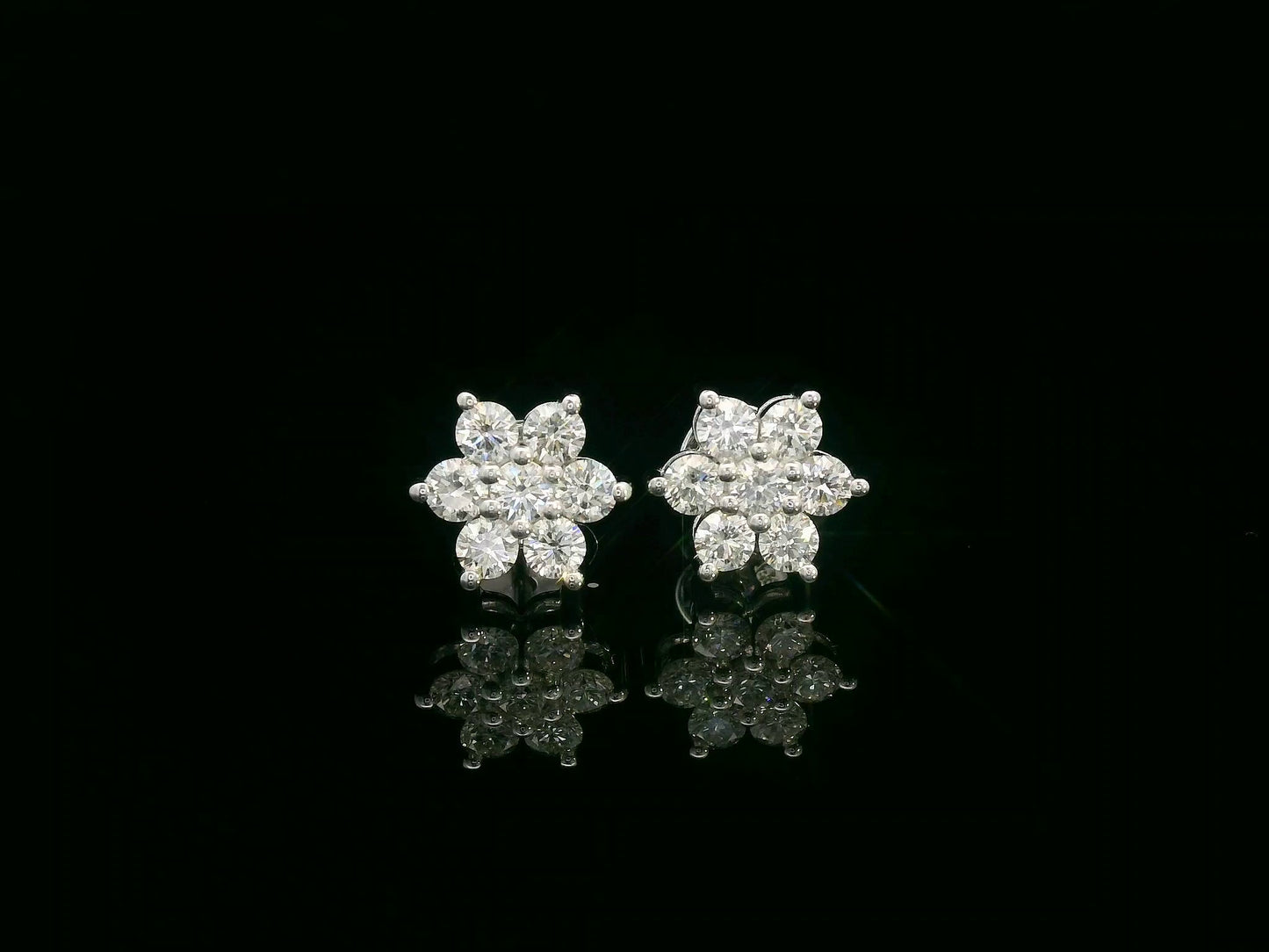18K white gold diamond cluster stud earrings – 1.03ct round brilliant fine jewelry Dubai by Emirates Diamonds