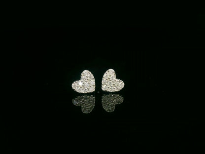 18K white gold diamond heart stud earrings – 0.18ct pavé-set diamonds in heart design, fine jewelry by Emirates Diamonds