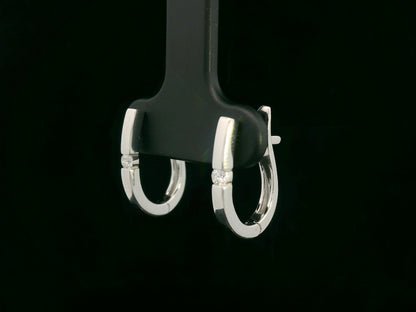 18K white gold diamond huggie hoop earrings with single round diamond, 0.11ct – Emirates Diamonds