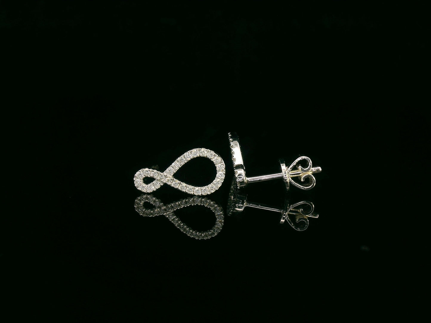 Diamond Infinity Stud Earrings in 18K White Gold