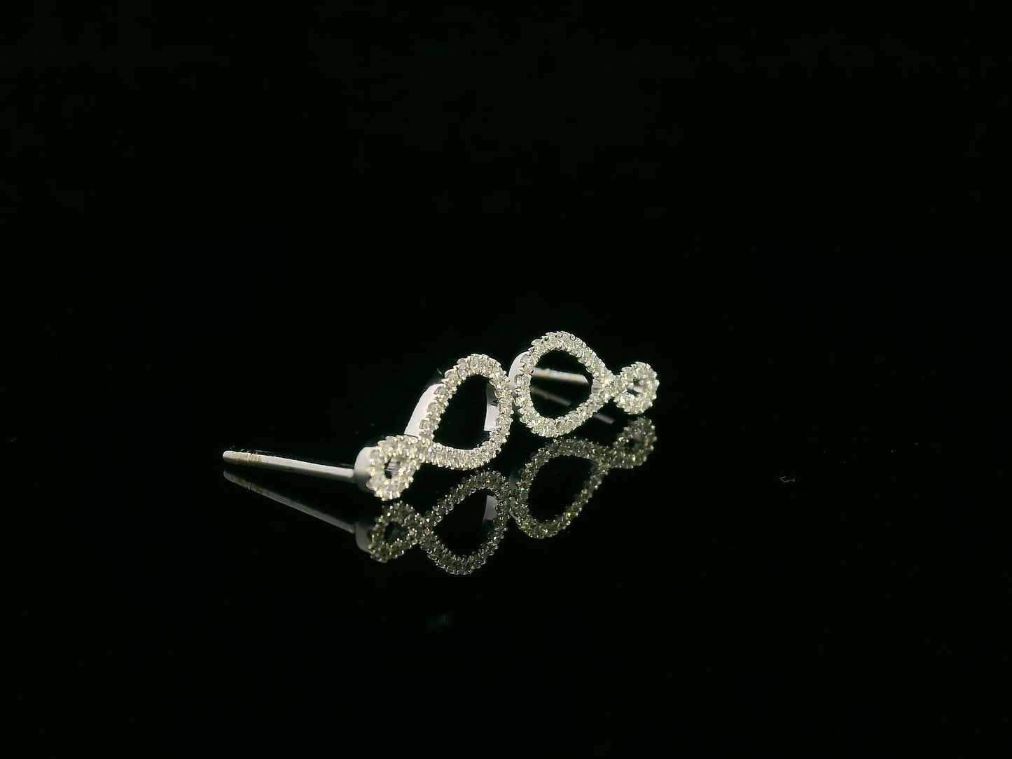 Diamond Infinity Stud Earrings in 18K White Gold