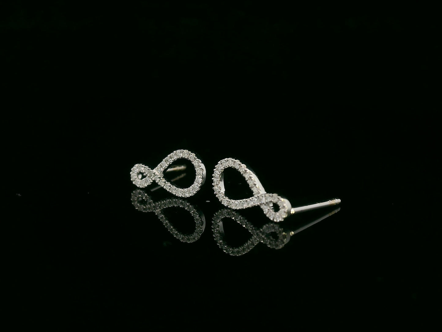 Diamond Infinity Stud Earrings in 18K White Gold