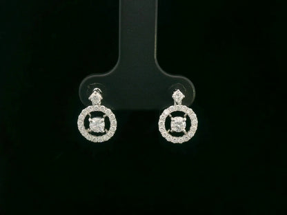 18K white gold diamond halo circle stud earrings with push-back — Emirates Diamonds