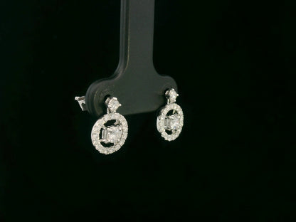 18K white gold diamond halo circle stud earrings with push-back — Emirates Diamonds