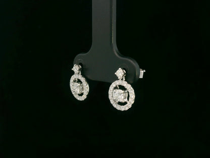 18K white gold diamond halo circle stud earrings with push-back — Emirates Diamonds