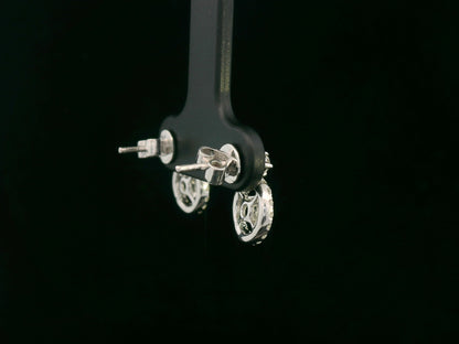 18K white gold diamond halo circle stud earrings with push-back — Emirates Diamonds