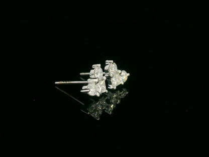 18K white gold heart-shaped diamond stud earrings with princess and round diamonds – Emirates Diamonds