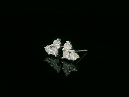 18K white gold heart-shaped diamond stud earrings with princess and round diamonds – Emirates Diamonds