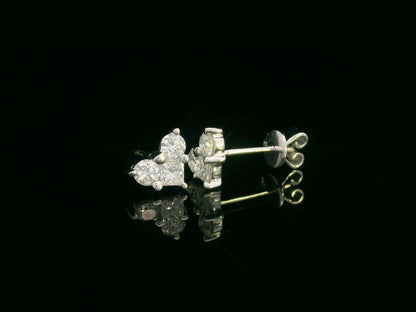 18K white gold heart-shaped diamond stud earrings with princess and round diamonds – Emirates Diamonds