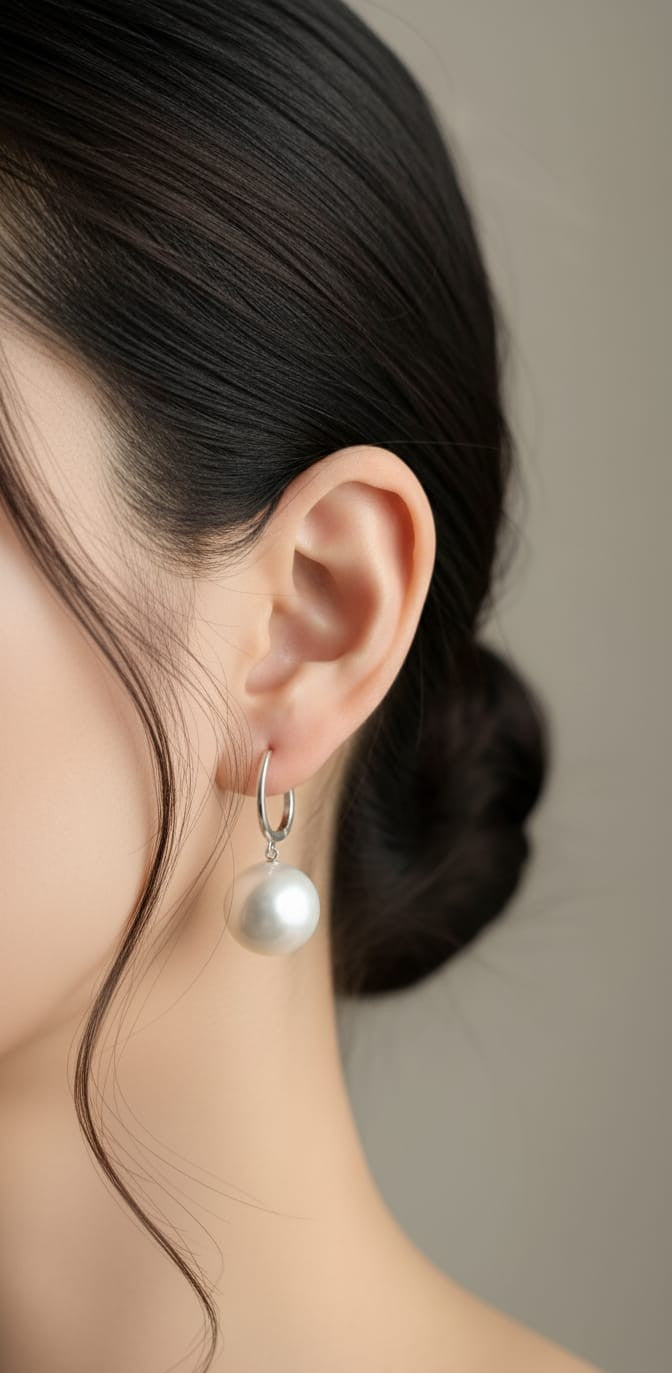 South Sea white pearl drop earrings in 18K white gold — Emirates Diamonds