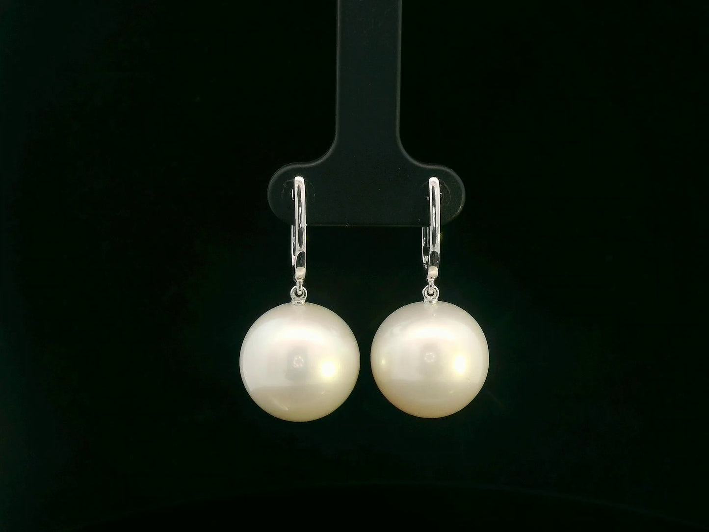 South Sea white pearl drop earrings in 18K white gold — Emirates Diamonds