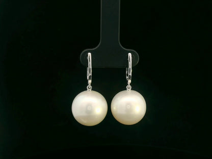 South Sea white pearl drop earrings in 18K white gold — Emirates Diamonds