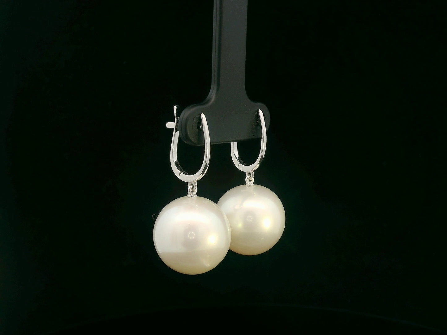 South Sea white pearl drop earrings in 18K white gold — Emirates Diamonds