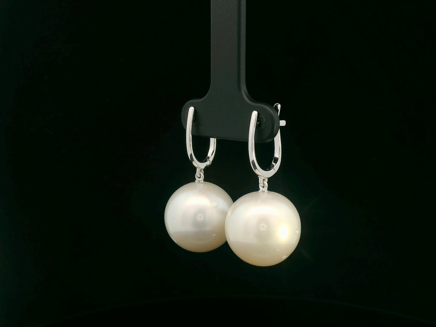 South Sea white pearl drop earrings in 18K white gold — Emirates Diamonds