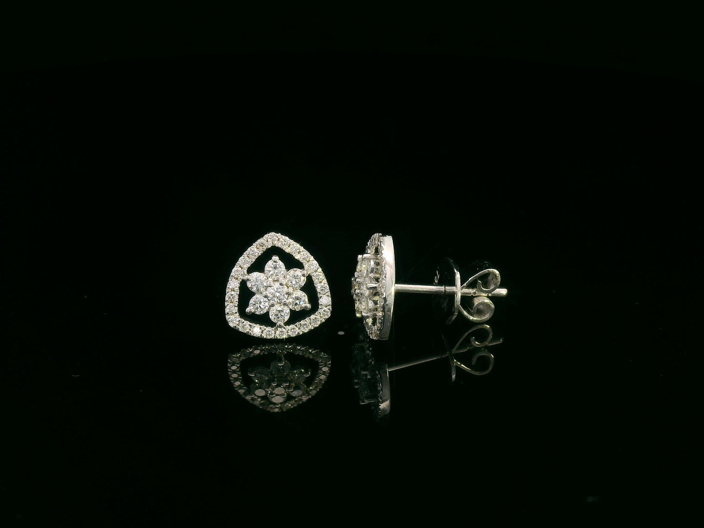 18K white gold diamond floral stud earrings – 0.32ct round brilliant diamonds by Emirates Diamonds