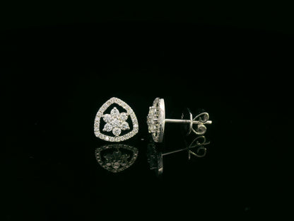 18K white gold diamond floral stud earrings – 0.32ct round brilliant diamonds by Emirates Diamonds