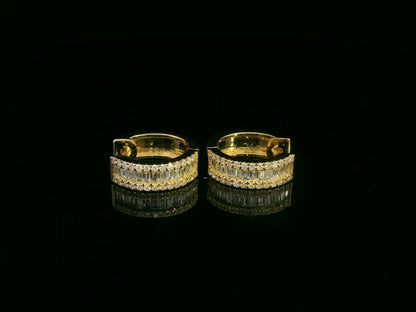 18K yellow gold diamond huggie hoop earrings – 0.57ct diamonds by Emirates Diamonds