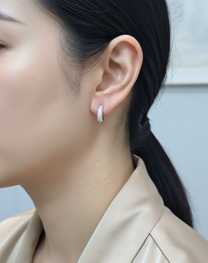 18K white gold diamond pavé hoop earrings – 0.53ct round brilliant diamonds by Emirates Diamonds