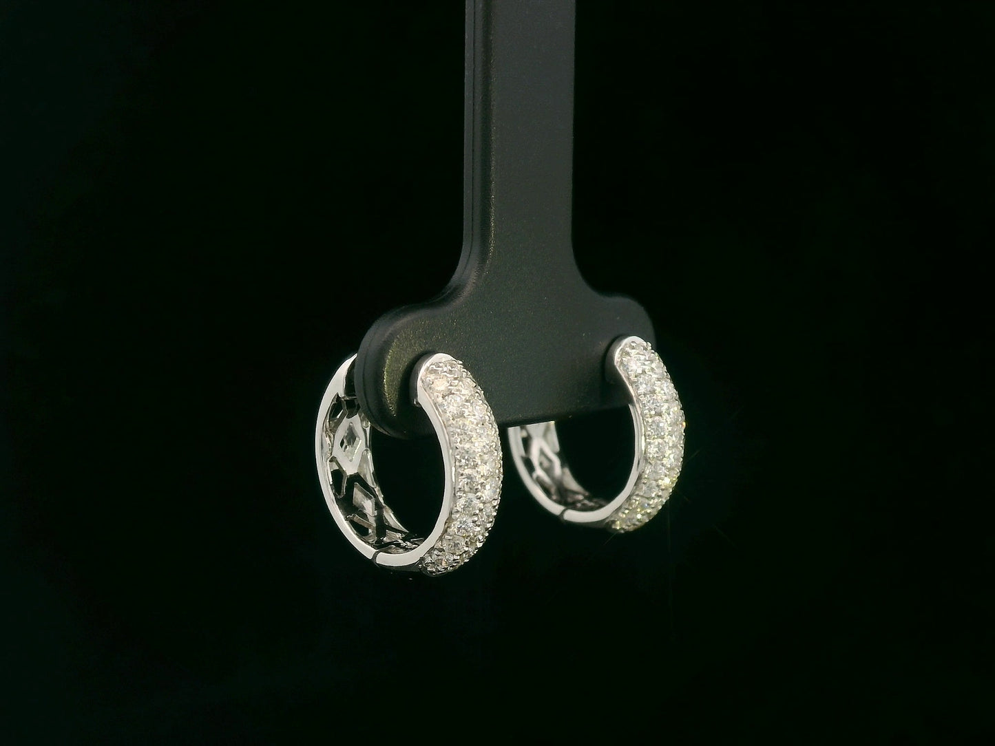 18K white gold diamond pavé hoop earrings – 0.53ct round brilliant diamonds by Emirates Diamonds