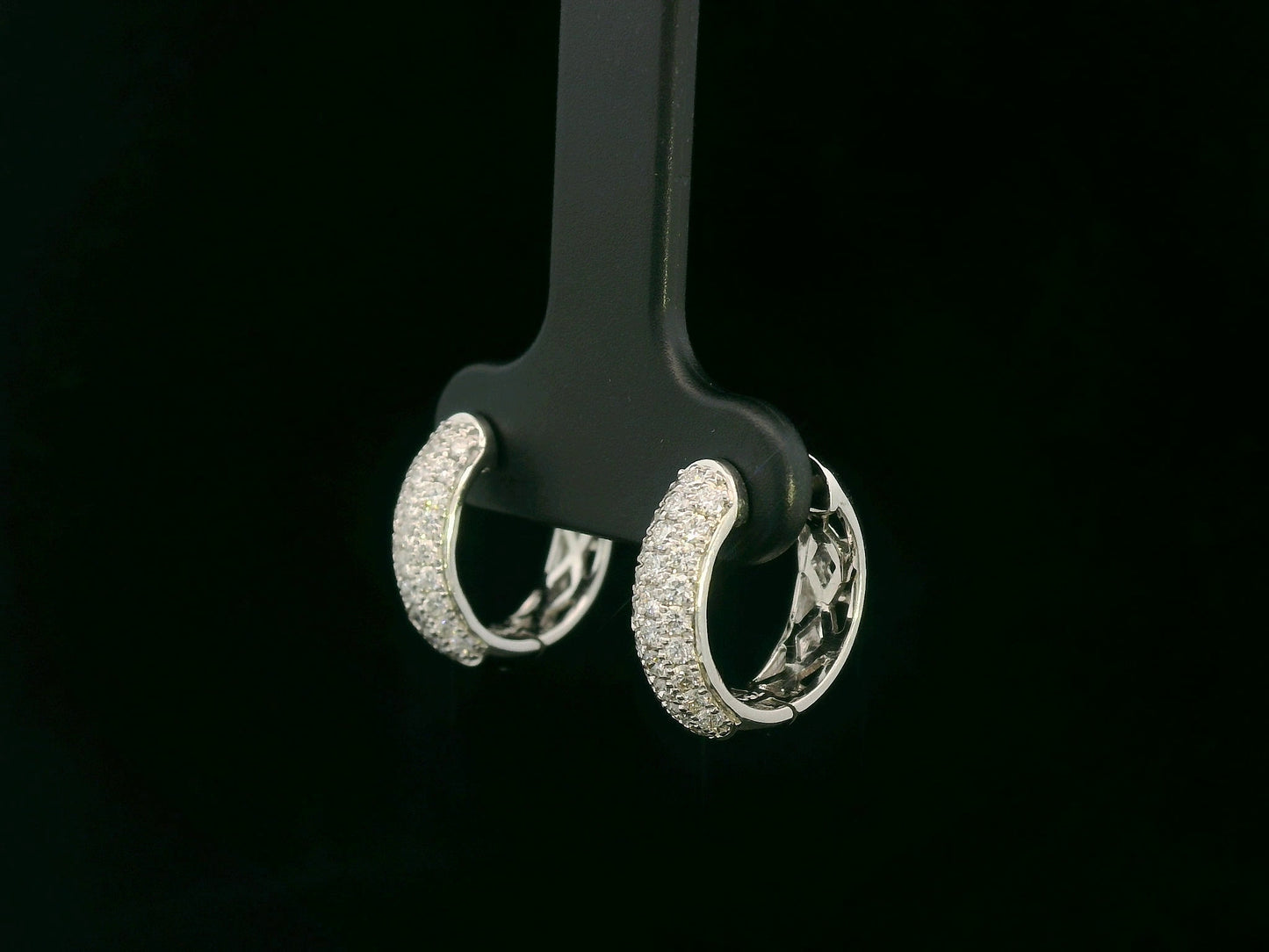 18K white gold diamond pavé hoop earrings – 0.53ct round brilliant diamonds by Emirates Diamonds